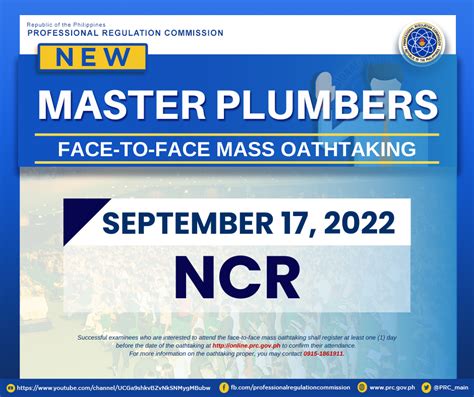 master plumber exam schedule 2024|Republic of the Philippines Professional Regulation Commission .